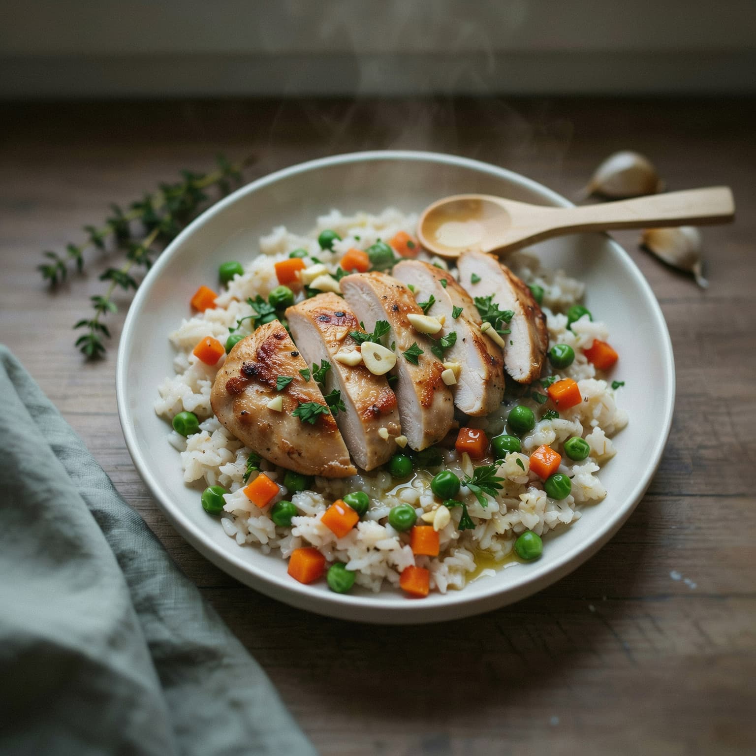Easy Lunch Recipes: Garlic Butter Chicken Rice Bowls for Two