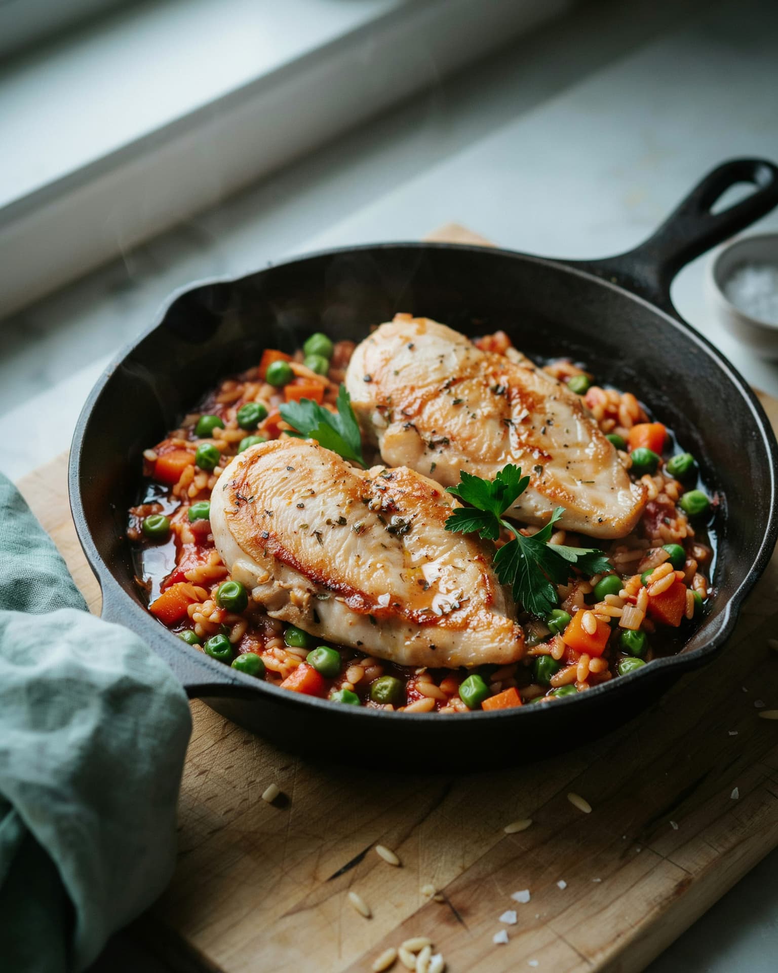 30-Minute One-Pan Chicken with Orzo and Vegetables | Dinner for Two