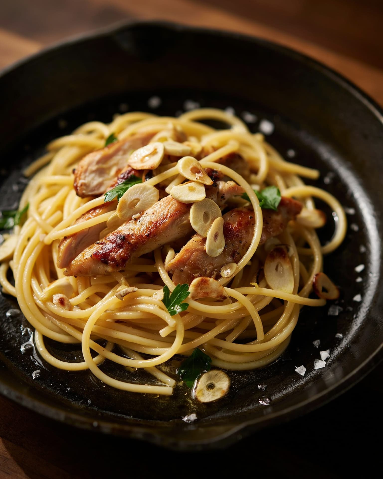 20-Minute Garlic Butter Chicken Pasta for Two