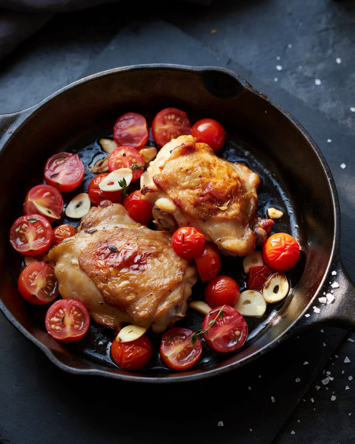 Easy Whole30 Chicken Skillet for Two with Tomatoes and Garlic