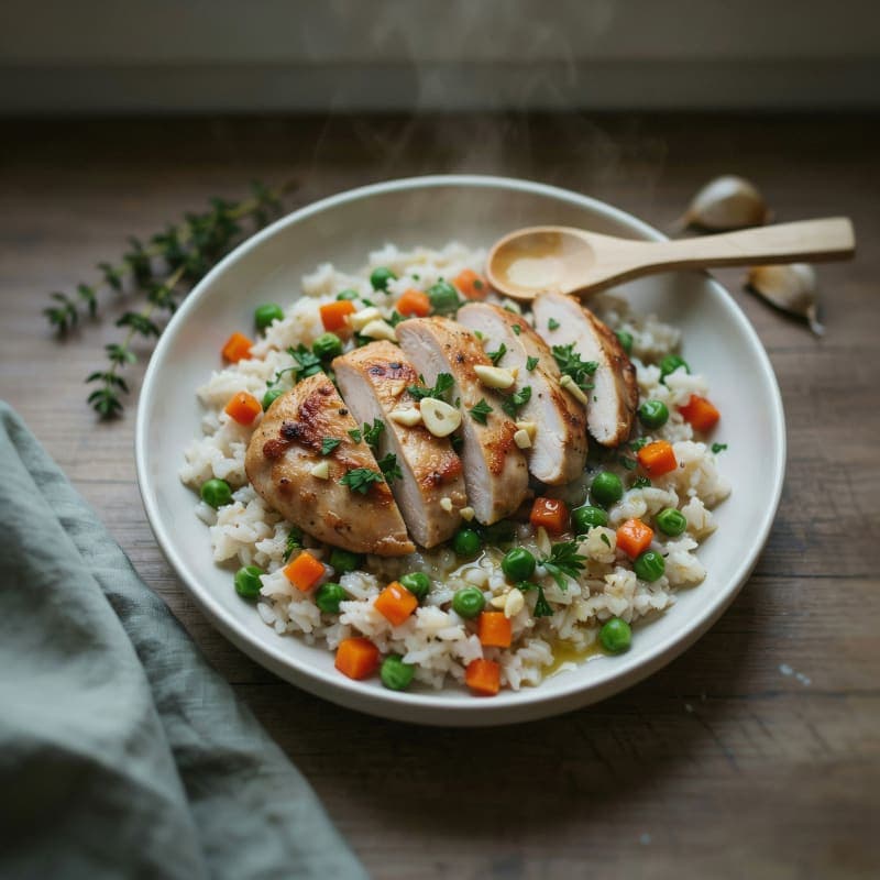 Garlic Butter Chicken Rice Bowls for Two